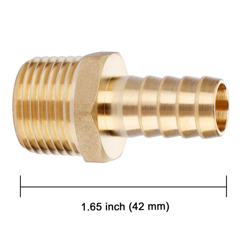 U.S. Solid Brass Hose Fitting, Adapter, 1/2" Barb x 1/2" NPT Male Pipe Fittings - Image 5